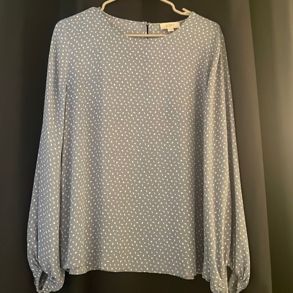 Blue and white dotted blouse